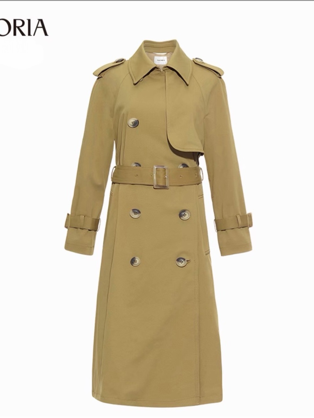 Victorian-Inspired Double-Breasted Trench Coat - Khaki